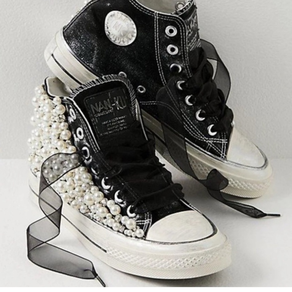 Free People NAN KU Pearl Crush Hi Top Sneakers BNWOB SZ. 40 in Black ..